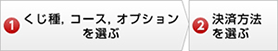 くじ種, コース, オプションを選ぶ→決済方法を選ぶ
