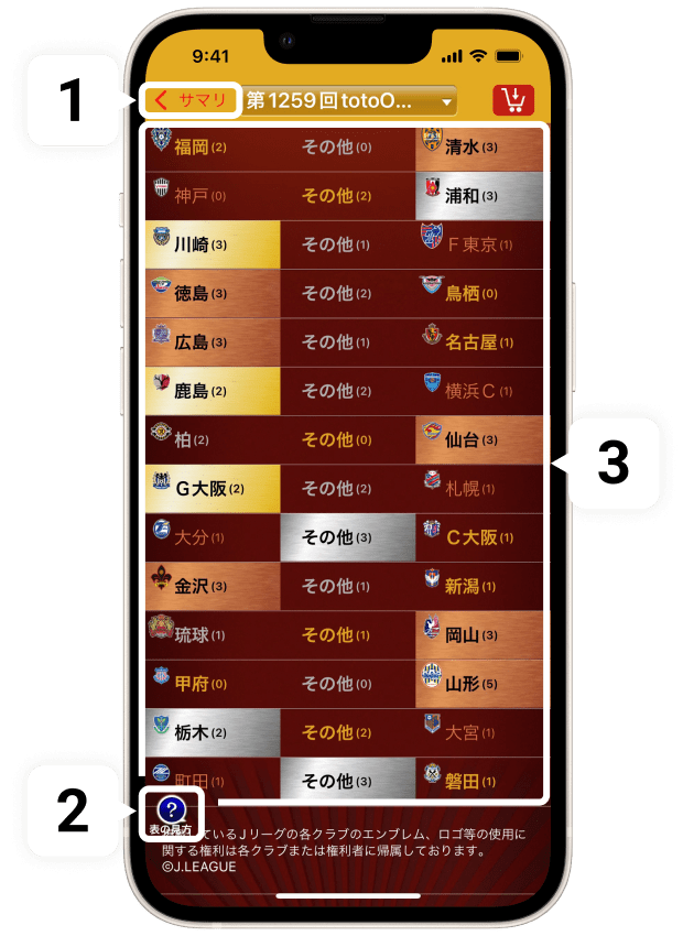 アプリすべての購入結果画面
