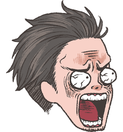 40代男性の目が飛び出た表情