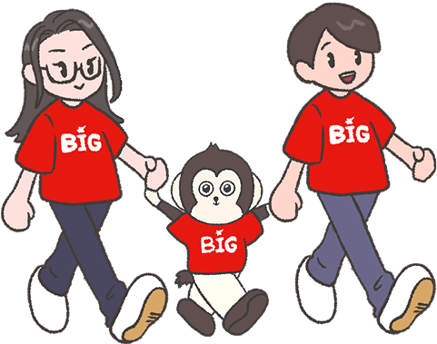 お猿さんと歩く人のイラスト